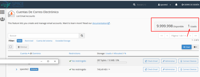 correos en cpanel