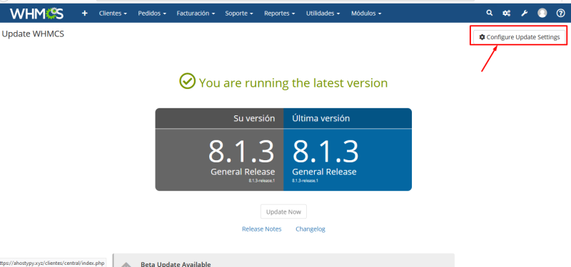 configure update settings