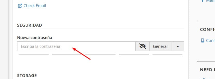 nueva contraseña webmail