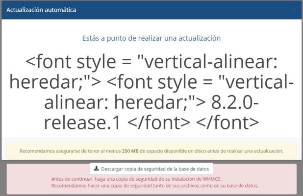 error actualizacion